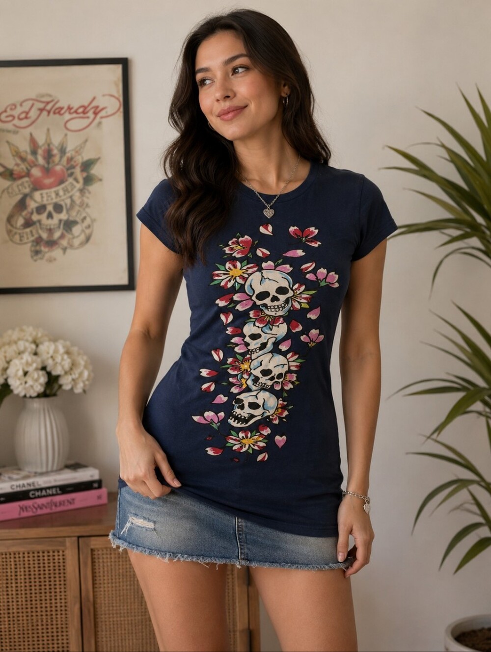 Ed Hardy Navy Graphic T-Shirt